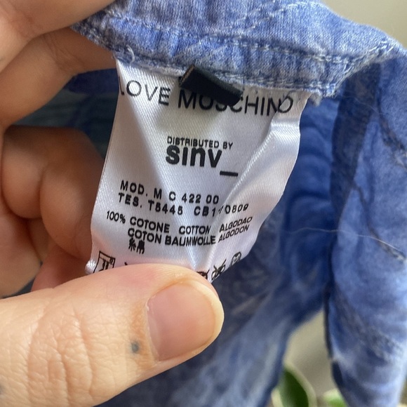 Love Moschino Gauzy Blue Short Sleeve Button Up - Picture 6 of 6